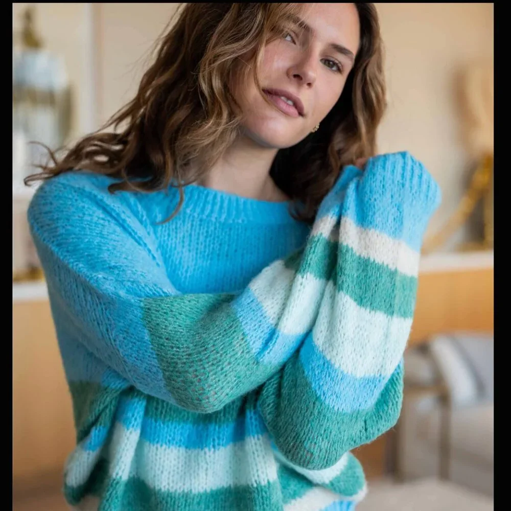 MerSea - Pisa Stripe Sweater - Blueprint/Green - Picture 2 of 5